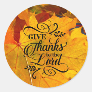 Give Thanks to the Lord Beautiful Fall Leaves Ronde Sticker