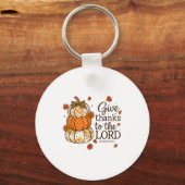Give Thanks To The Lord Fall Christian Pumpkin Coq Sleutelhanger (Voorkant)