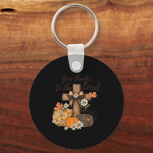 Give Thanks To The Lord Fall Pumpkin Thanksgiving Sleutelhanger (Voorkant)