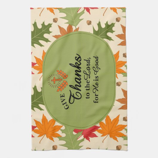 Give Thanks to the Lord | Personalized Fall Theedoek (Verticaal)