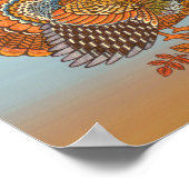 Give Thanks Turkey Autimn Colours Fanned Tail Blue Poster (Hoek)