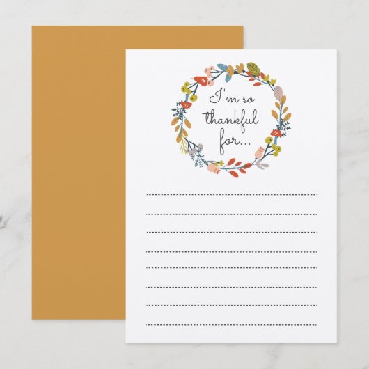 Giving Bedankt Thanksgiving Table Activity Kaart (Voorkant / Achterkant)