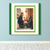 GIVING IS LOVING CHRISTMAS MESSAGE CANVAS AFDRUK (Insitu (Houten vloer))