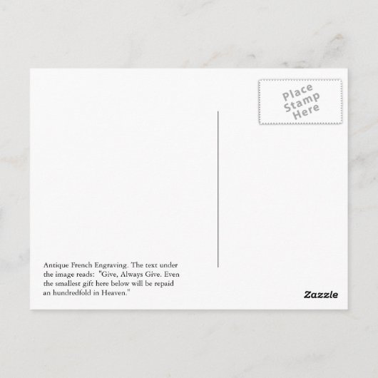 Giving will Repaid an Hundredfold in Heaven Briefkaart (Achterkant)