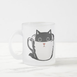 Givré Chaton noir avec nez rouge caché dans une tasse