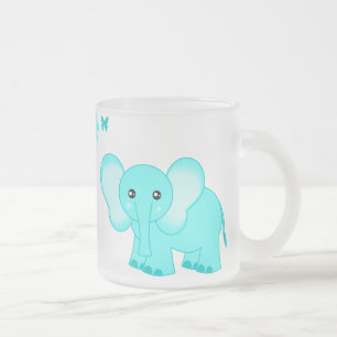 Givré Éléphant mignon de bébé bleu et tasse givrée