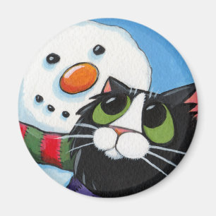 Givré et chaussettes - aimant de chat et de