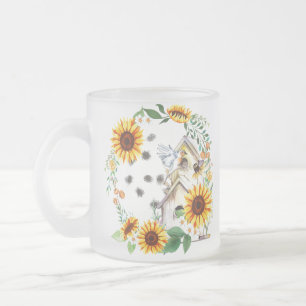 Givré Maison d'oiseau de printemps et oiseau Tasse glacé