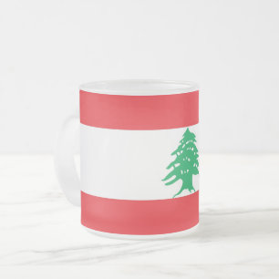 Givré Petite tasse de verre dépoli avec drapeau du Liban
