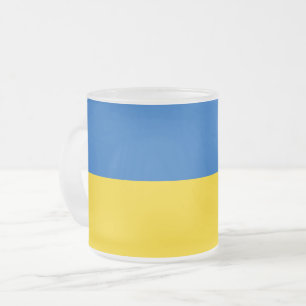 Givré Petite tasse de verre dépoli avec drapeau d'Ukrain