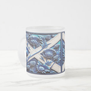Givré Petite tasse en verre dépoli avec chardons écossai