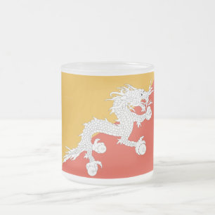 Givré Petite tasse en verre dépoli avec drapeau du Bhout