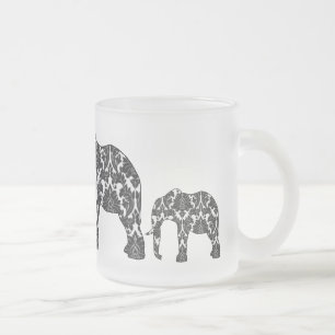 Givré Tasse de motif d'éléphant de damassé