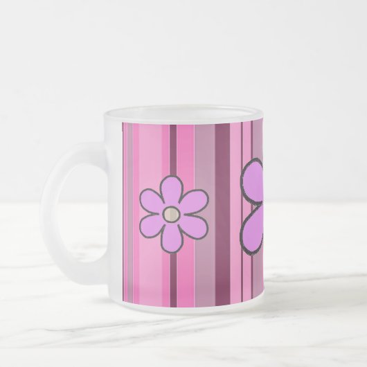 Givré Tasse d'initiale de rayure de fleurs (Gauche)