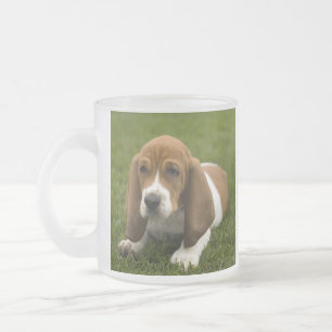 Givré Tasse en verre dépoli chiot Basset Hound amour