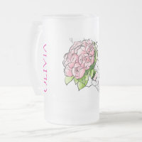 Chic Verre Dépoli Fleuriste Chope à Bière - Mariée