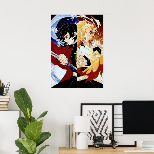 Giyu Tomioka en Kyojuro Rengoku Poster (Thuiskantoor)