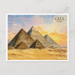 Giza-piramides Egypte Aquarel Reisposter Feestdagenkaart