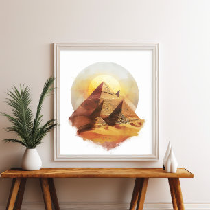 Giza piramides Egypte woestijn zon muurkunst Poster