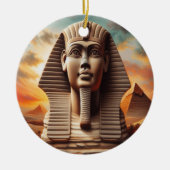 Giza Sphinx Hoofd met Piramides Egypte Reizen Keramisch Ornament (Voorkant)