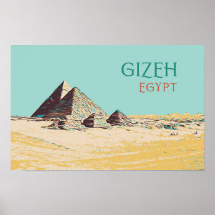 Gizeh, afbeelding van Pyramids Egypte Briefkaart Poster