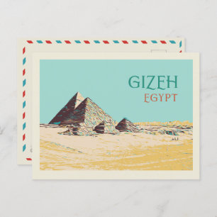 Gizeh, Pyramides illustration Egypt Carte postale