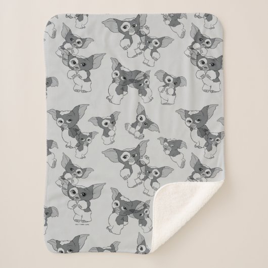 Gizmo Black & White Pattern Sherpa Deken (Voorkant)