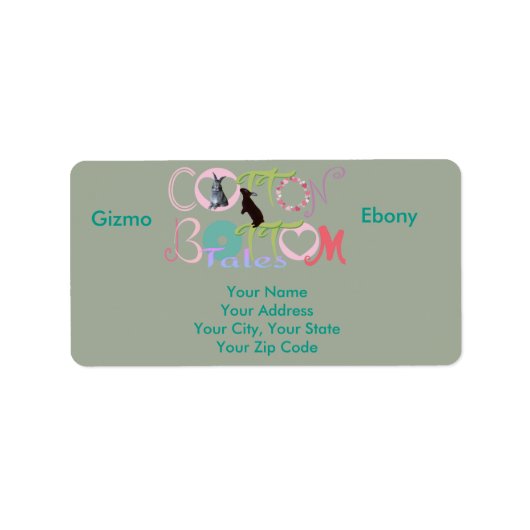 Gizmo & Ebony Cotton Bottom Tales Adresetiketten Etiket (Voorkant)