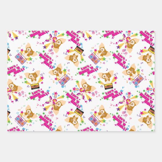 Gizmo | Laten we Rock'n Roll Pattern Inpakpapier Vel (Voorkant 2)