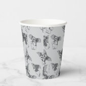 Gizmo | Zwart-wit patroon Papieren Bekers (Rechts)
