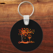 Gl Of Wine Maple Leaf Autumn Fall Funny Drink Wine Sleutelhanger (Voorkant)