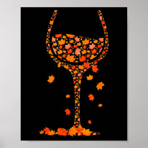 GL van Wine Maple Leaf Autumn Herfst Funny Drink W Poster