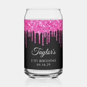 Glaçage Pailleté Rose Chaud Gouttes Noir 21e Anniv