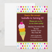 Glace Cream Party Birthday Invitations icecream (Devant / Derrière)