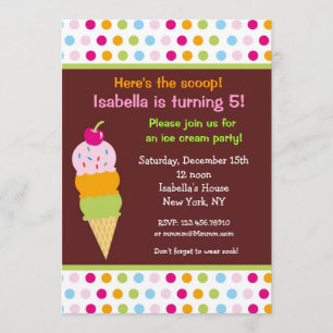Glace Cream Party Birthday Invitations icecream