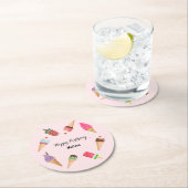 Glace Crème Popsicle Fête Rose Papier Sous-Verre (En situation)