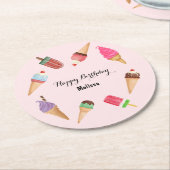 Glace Crème Popsicle Fête Rose Papier Sous-Verre (Incliné)