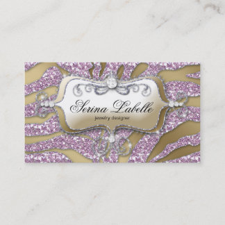 Glace de rose d'or de zèbre de carte de visite de
