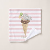 Glace Éléphant Bébé Rayures Roses (Gant de toilette)