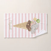 Glace Éléphant Bébé Rayures Roses (Serviette à main)