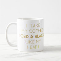 Glacé et noir, tasse des textes d'or
