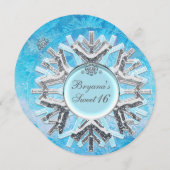 Glace gelée hiver Wonderland Sweet 16 Invitations (Devant / Derrière)