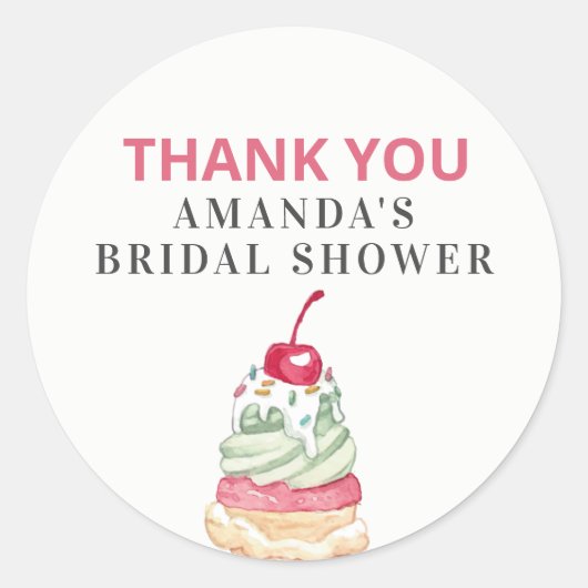 Glace Merci faveur Autocollant rond classique (Devant)