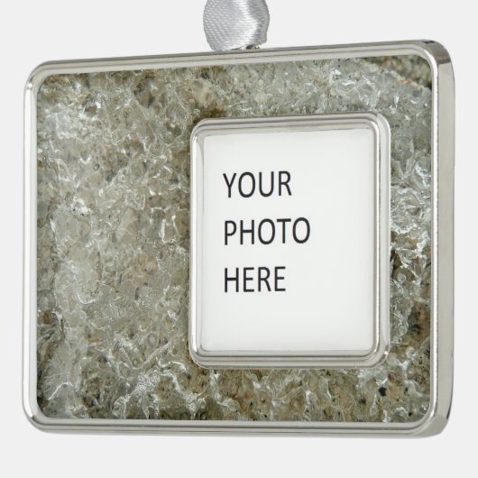 Glacial Ice Abstracte Natuur Textuur Verzilverd Kader Ornament (Links)