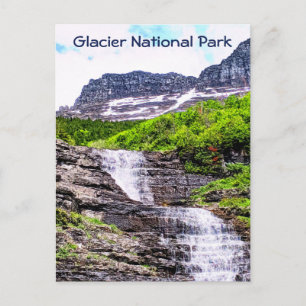 Glacial Melt Waterfall Rush van Rocky Mountains Briefkaart