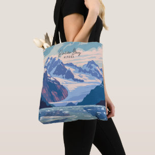 Glacier Bay Alaska kunst reisillustratie Draagtas