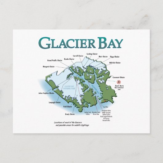 Glacier Bay Map Briefkaart (Voorkant)