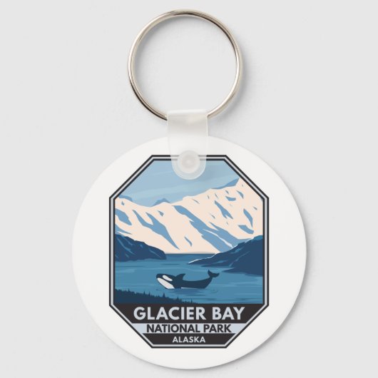 Glacier Bay National Park Alaska Orca Art  Sleutelhanger (Voorkant)