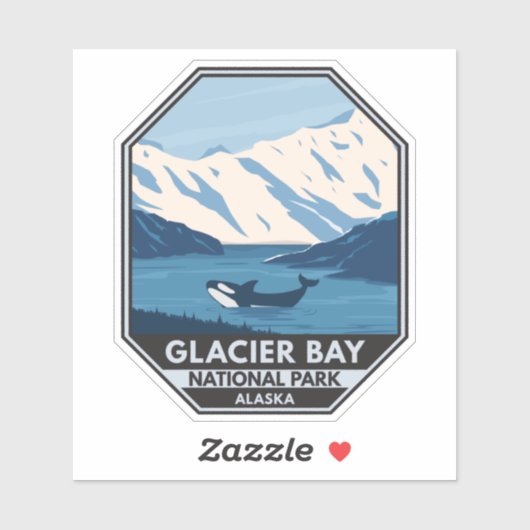 Glacier Bay National Park Alaska Orca Art  Sticker (Vel)
