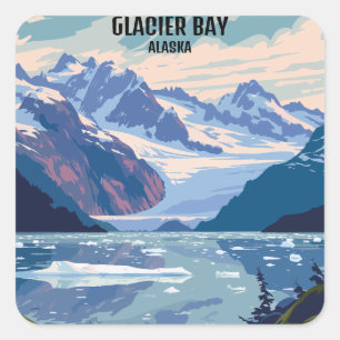 Glacier Bay National Park Alaska Vintage Reizen Vierkante Sticker